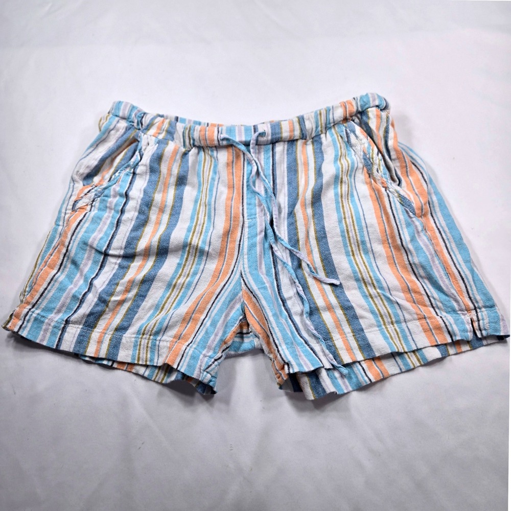 Briggs Striped‎ Shorts Womens L Drawstring Waist Pockets Summer Casual Beachwear